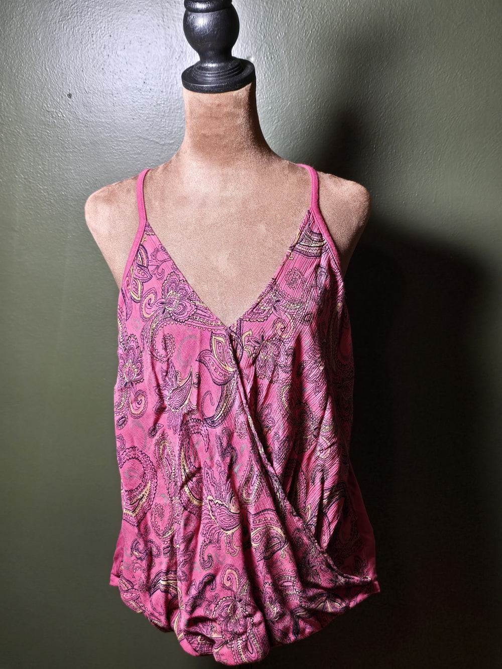 Maurices Pink Paisley Crochet Back Cami Tank Top